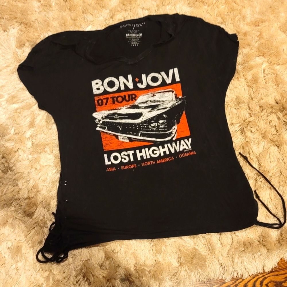 Bon Jovi Lost Highway Band Tee 2007 Tour Black Tee
